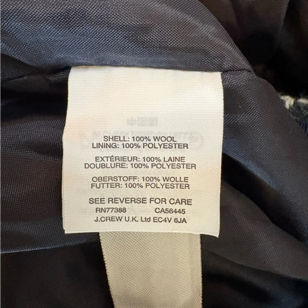 J. Crew Black, Blue, Tan Houndstooth A-Line Skirt Wool Size 2 Ruffle Lined​​​